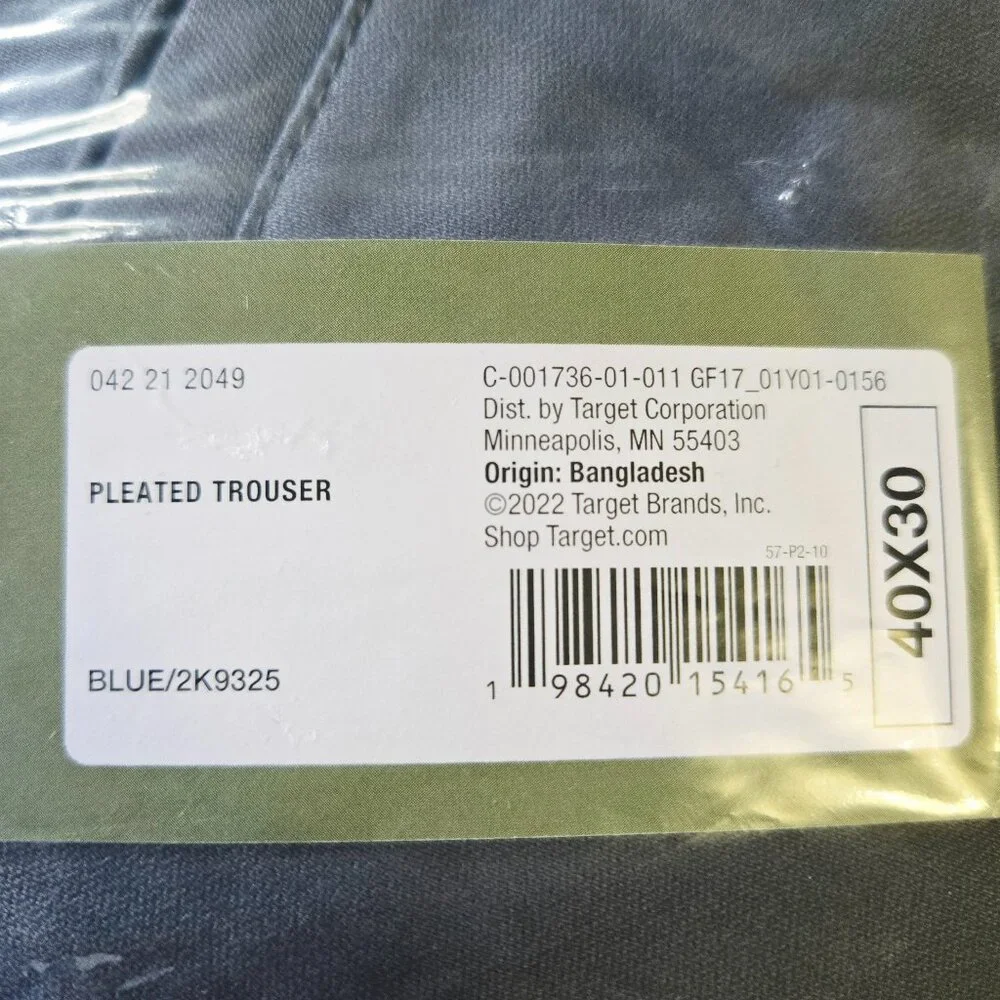 NWT Goodfellow & Co Extended Tab Pleated Dress Trousers Steel Gray 40x30 $35
